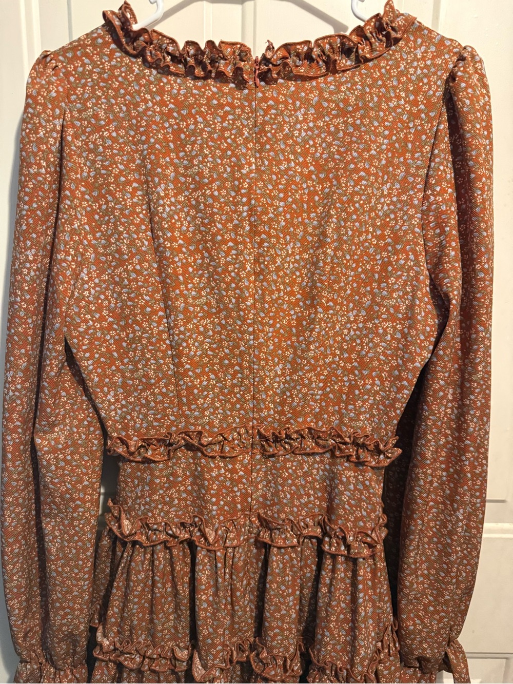 LULU Admire You Orange Floral Print Ruffled Long Sleeve Mini Dress - Picture 8 of 10